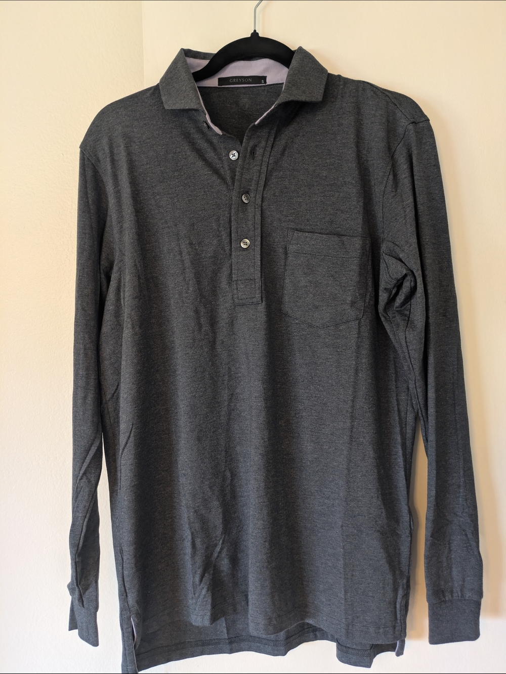 Greyson Men's Dark Gray Long-Sleeve Polo Shirt- Sm (NWOT)